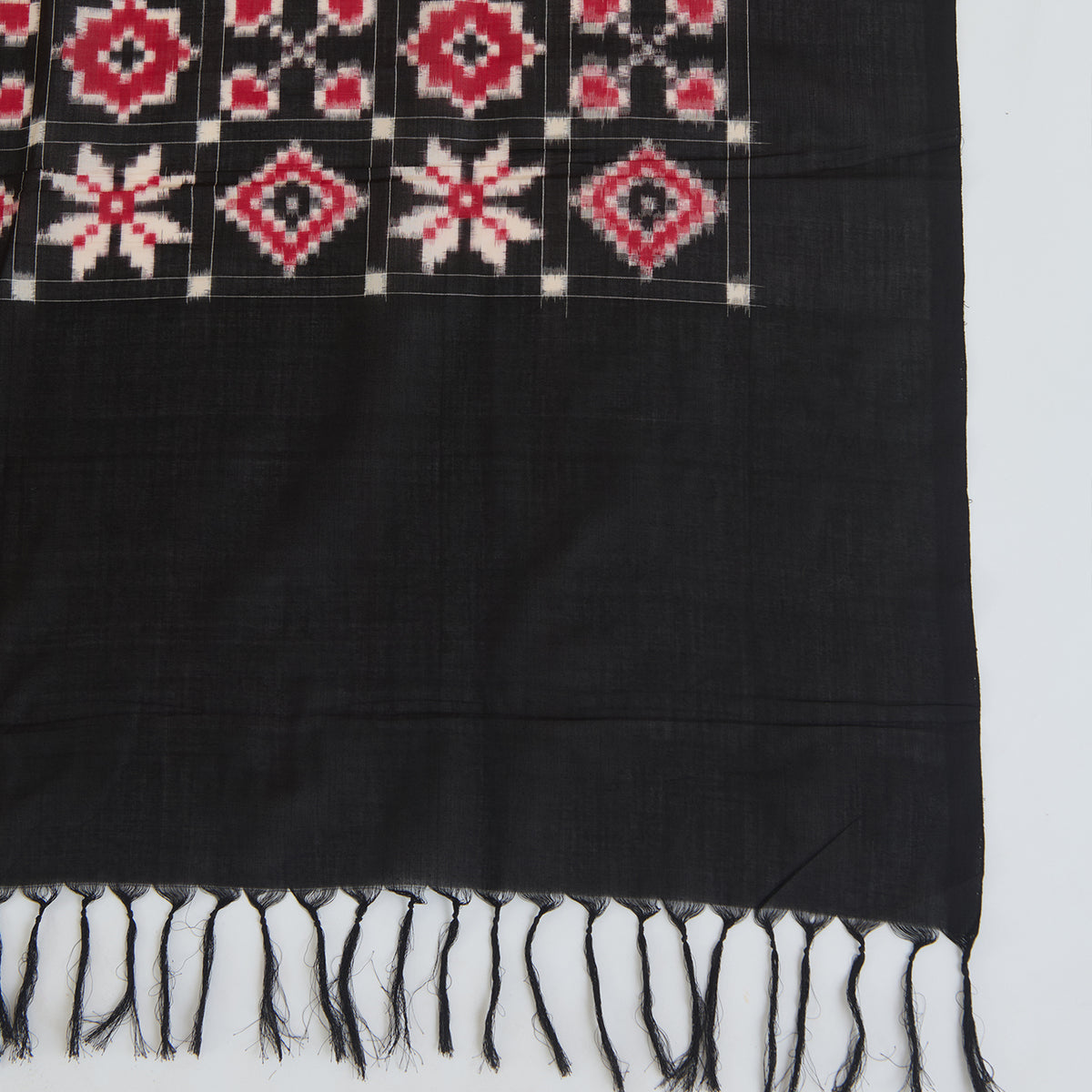 Black Cotton Silk Ikat Patola Dupatta