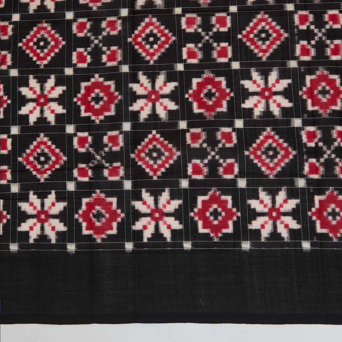 Black Cotton Silk Ikat Patola Dupatta