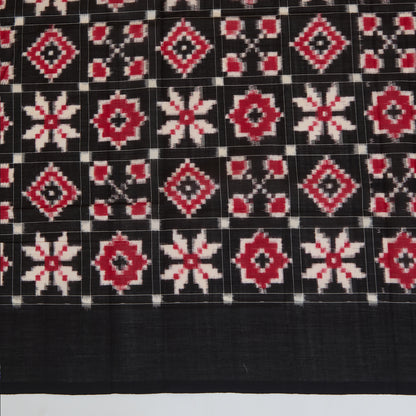 Black Cotton Silk Ikat Patola Dupatta