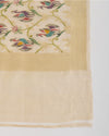 Beige Gold Chanderi Tissue Hand Woven Hand Printed Dupatta