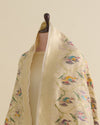 Beige Gold Chanderi Tissue Hand Woven Hand Printed Dupatta