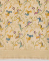 Beige Gold Chanderi Tissue Handwoven Gold Hand Printed Dupatta