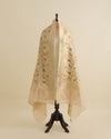 Beige Gold Chanderi Tissue Handwoven Gold Hand Printed Dupatta