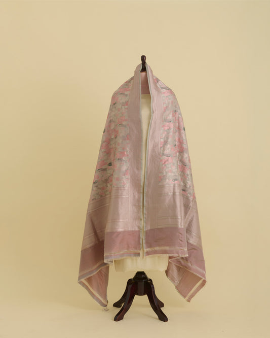 Dusty Green Chanderi Shimmer Tanchoi Dupatta