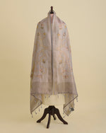 Grey Chanderi Tissue Kalamkari Digital Printed Dupatta
