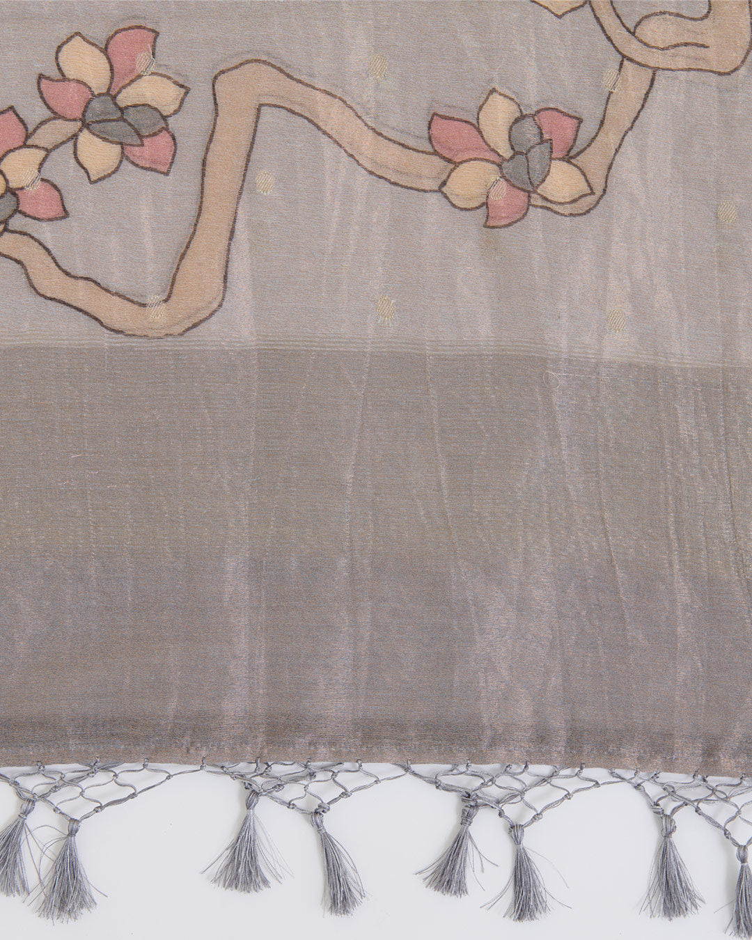 Grey Chanderi Tissue Kalamkari Digital Printed Dupatta