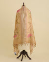 Gold Chanderi Tissue Kalamkari Digital Printed Dupatta