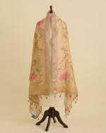 Gold Chanderi Tissue Kalamkari Digital Printed Dupatta