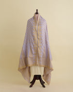 Lavender Chanderi Handloom Lucknowi Dupatta