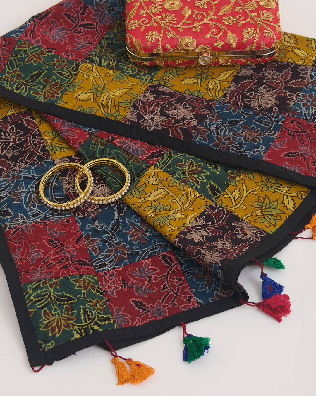 Multi Cotton Ajrak Patch Stole Dupatta
