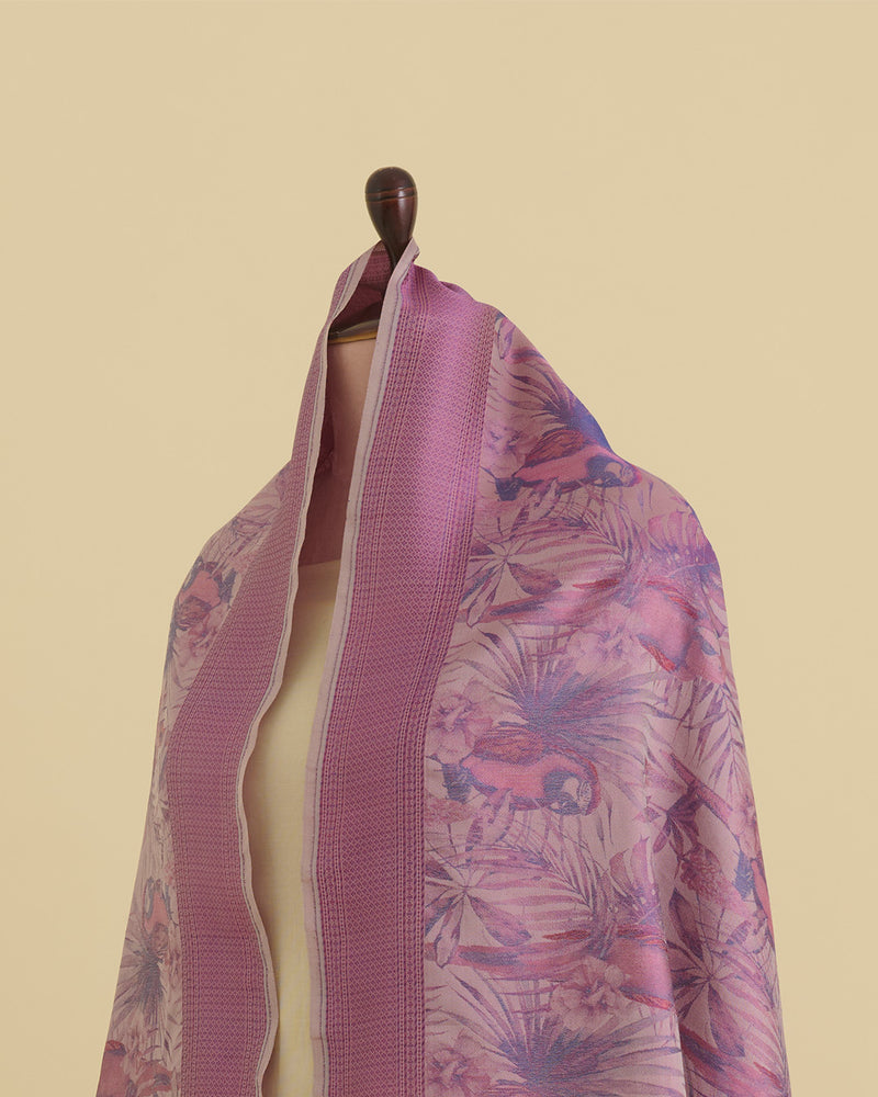 Lilac Grey Chanderi Shimmer Tanchoi Dupatta