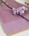 Misty Lilac Grey Chanderi Shimmer Tanchoi Dupatta