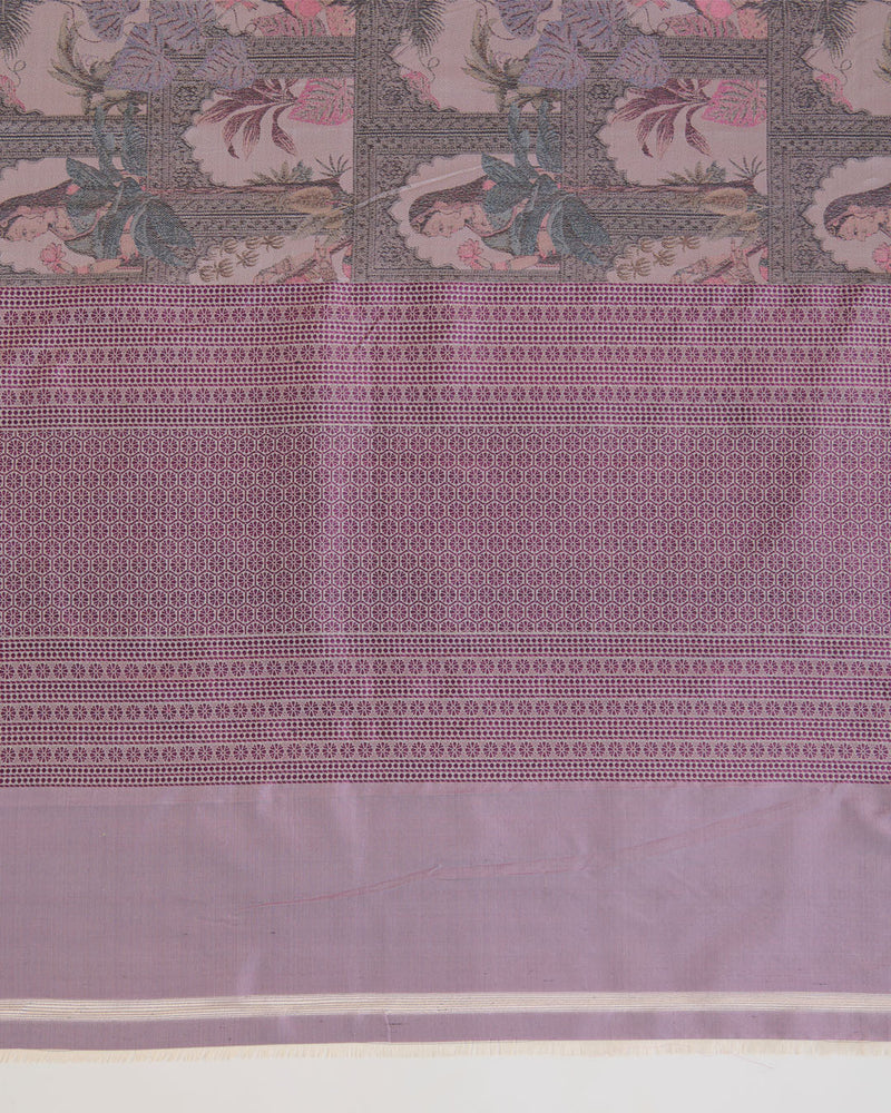 Misty Lilac Grey Chanderi Shimmer Tanchoi Dupatta