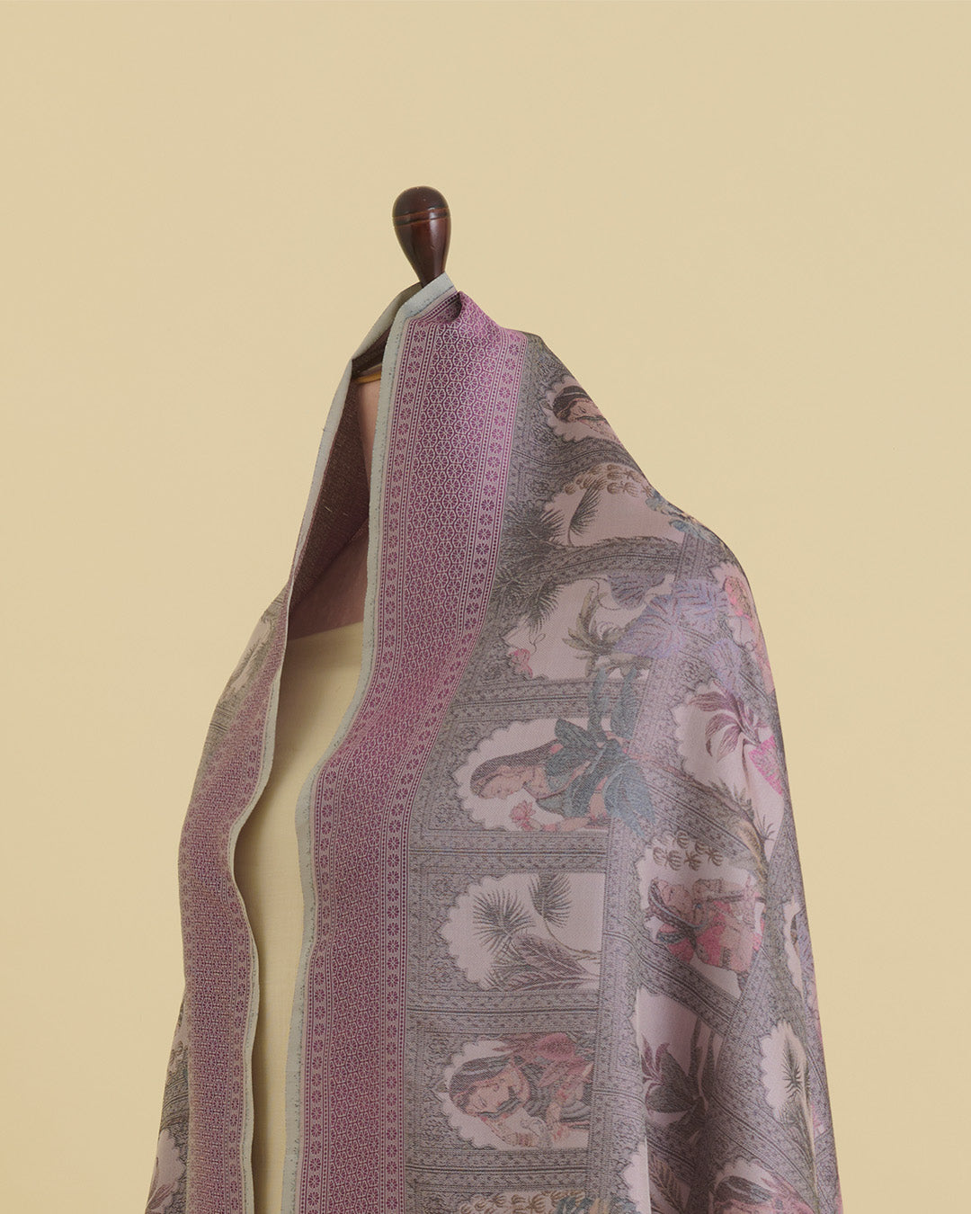 Misty Lilac Grey Chanderi Shimmer Tanchoi Dupatta