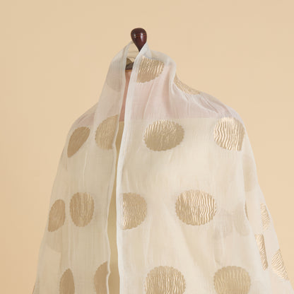 Natural Chanderi Crush Gold Polka Pallu Dupatta