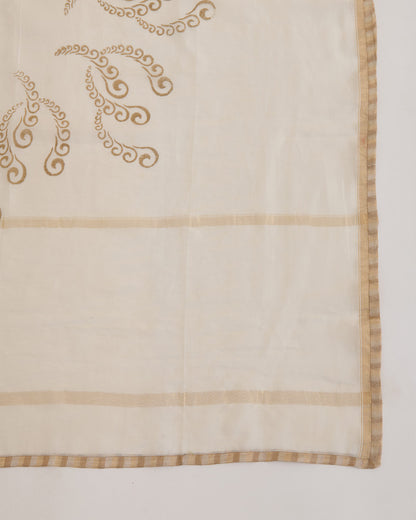Off-White Chanderi Foil Print Dupatta
