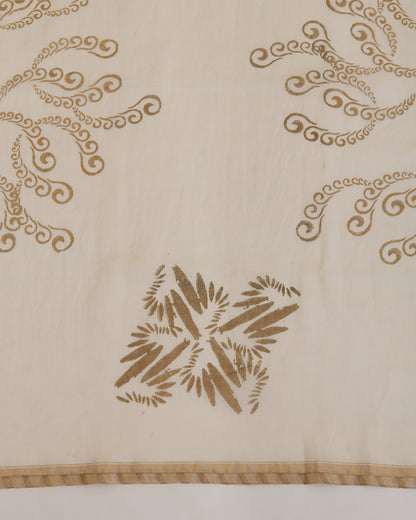 Off-White Chanderi Foil Print Dupatta