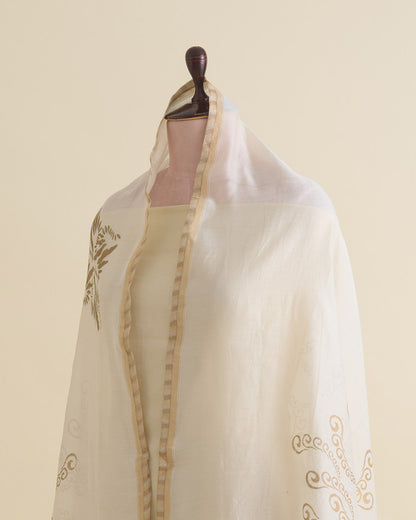 Off-White Chanderi Foil Print Dupatta