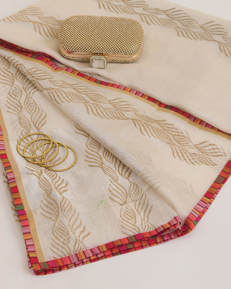 Offwhite Chanderi Foil Print Dupatta