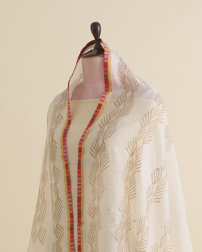 Offwhite Chanderi Foil Print Dupatta