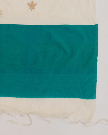 Offwhite Chanderi Gold Resham Aari Work Dupatta