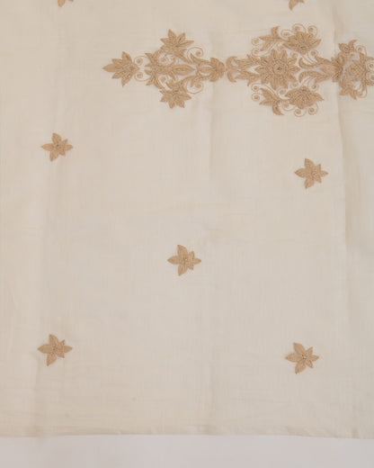 Offwhite Chanderi Gold Resham Aari Work Dupatta