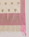 Offwhite Chanderi Hand Woven Gold Motif Dupatta