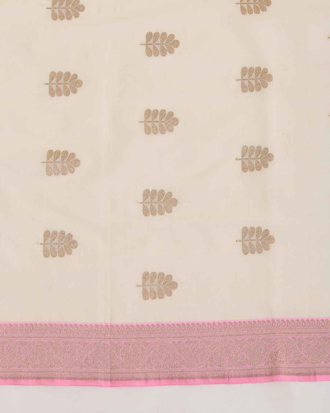 Offwhite Chanderi Hand Woven Gold Motif Dupatta