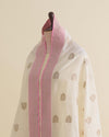 Offwhite Chanderi Hand Woven Gold Motif Dupatta