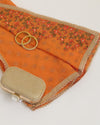 Orange Chanderi Dupatta with Gold Sequins & Multi Resham Border