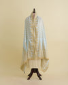 Powder Blue Chanderi Handloom Lucknowi Dupatta