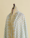 Powder Blue Chanderi Handloom Lucknowi Dupatta