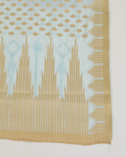Chanderi Handloom Lucknowi Dupatta Powder Blue