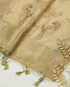 Pista Green Chanderi Kalamkari Printed Woven Dupatta