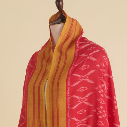 Red Blue Cotton Silk Ikat Patola Dupatta