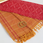 Red Blue Cotton Silk Ikat Patola Dupatta