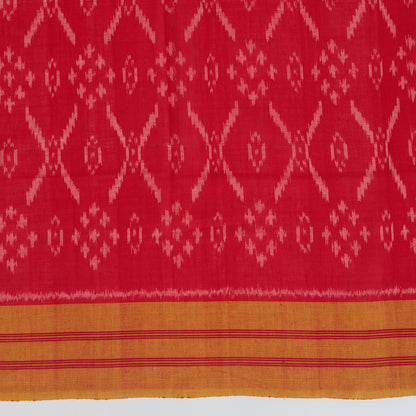 Red Blue Cotton Silk Ikat Patola Dupatta