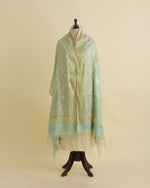 Sea Green Chanderi Handloom Lucknowi Dupatta