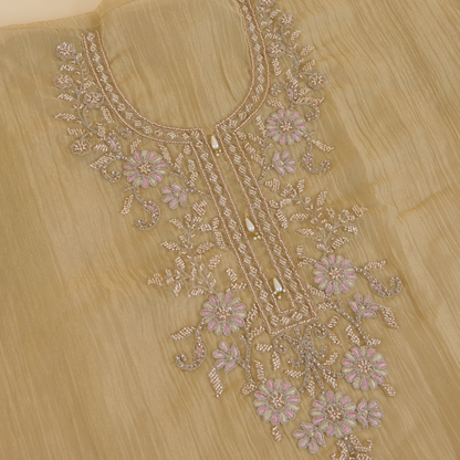 Beige Crush Tissue Cut-Dana Zari Embroidered Suit