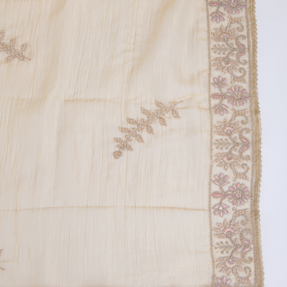 Beige Crush Tissue Cut-Dana Zari Embroidered Suit