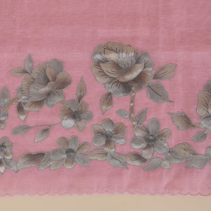Baby Pink Chanderi Tissue Applique Embroidered Kurta Set