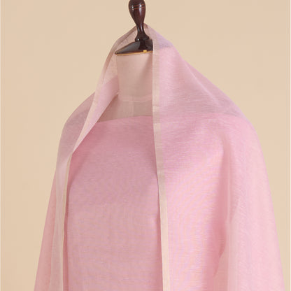 Baby Pink Chanderi Tissue Applique Embroidered Kurta Set