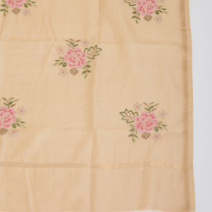 Beige Gold Chanderi Resham Embroidered Suit Set