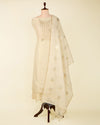 Beige Chanderi Lurex Suit with Zardozi, Pearl & Sequin Work