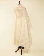 Beige Chanderi Lurex Suit with Zardozi, Pearl & Sequin Work