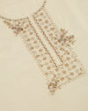 Beige Chanderi Lurex Suit with Zardozi and Pearl Work