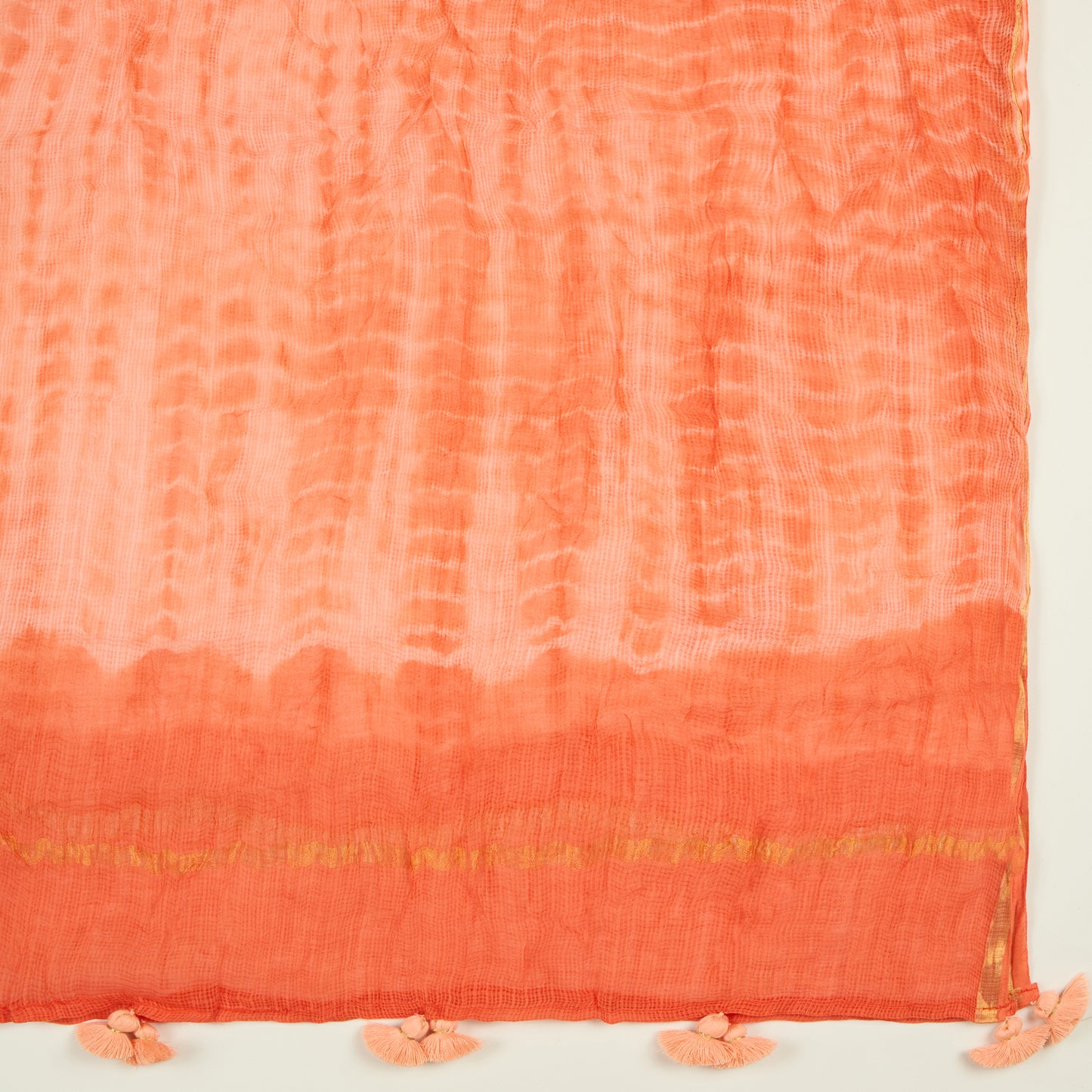 Coral Chanderi Printed Suit with Tie-Dye Dupatta