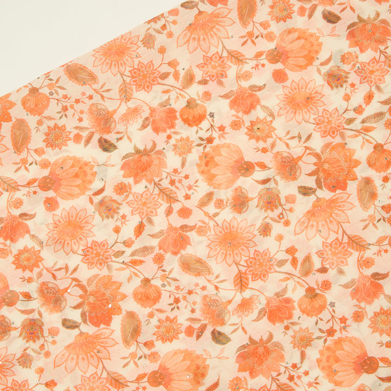 Coral Chanderi Printed Suit with Tie-Dye Dupatta