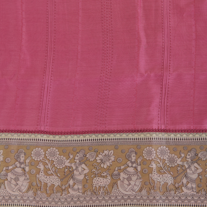 Carrot Pink Chanderi Katha Stitch Embroidered Suit