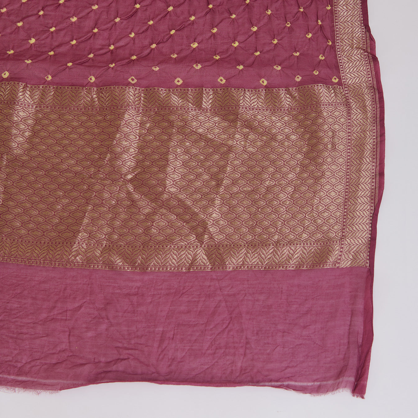 Dusty Purple Chanderi Brocade Jaal Suit with Bandhej Dupatta